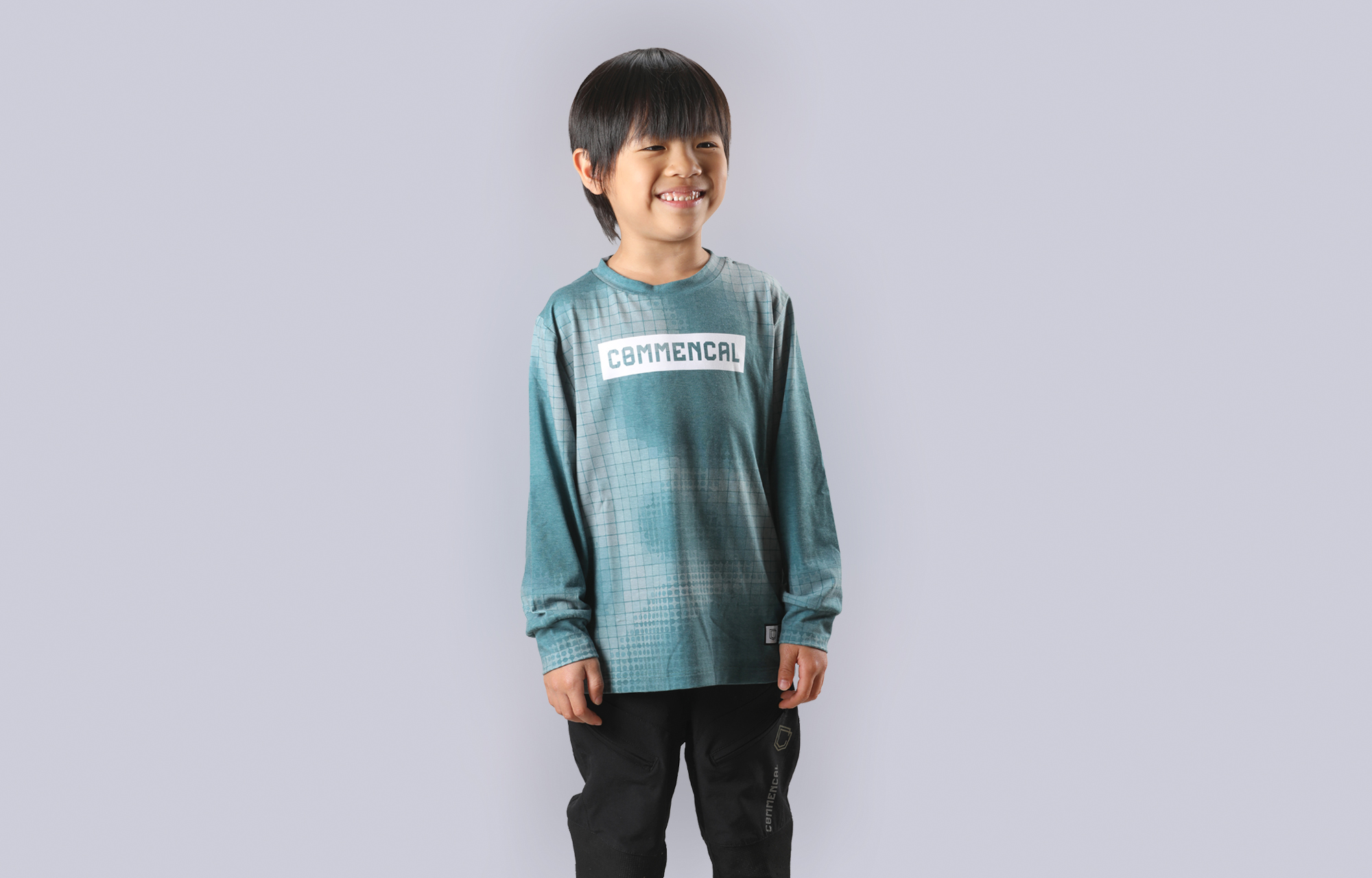 COMMENCAL KIDS LANGARM SOFTECH TRIKOT CAMO GRID GREEN image number 0